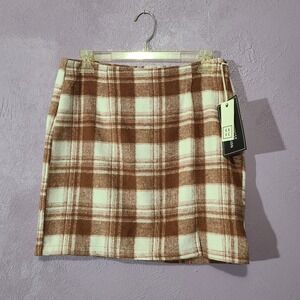 HAVE Los Angeles Fuzzy Soft Plaid Fall Mini Skirt NWT Women's M